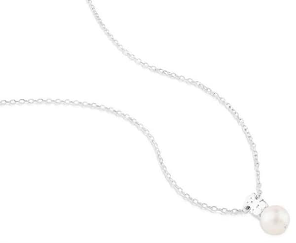 Silverhalsband med äkta pärla och teddybjörn 214832500 (kedja, hänge)