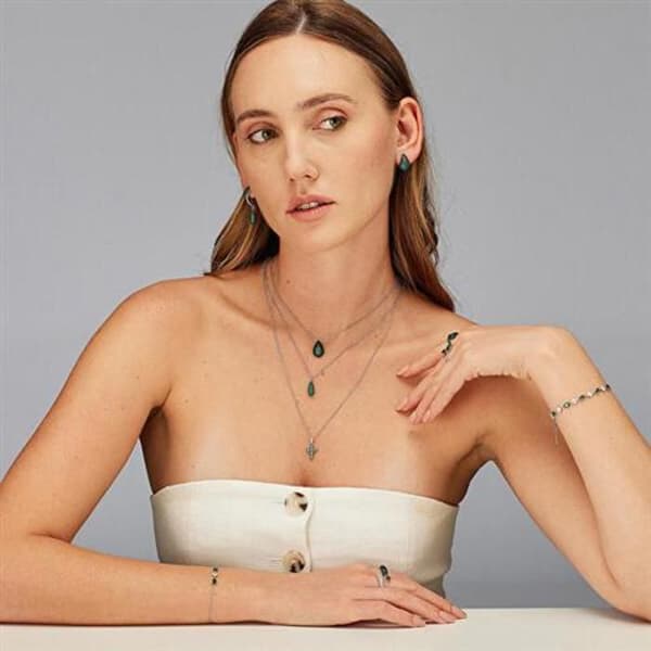 Silverhalsband med kubisk zirkon Life Green Fancy FLG110