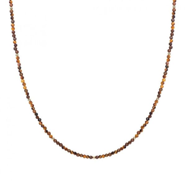 Pärlhalsband med tigereye NLK04G-G09