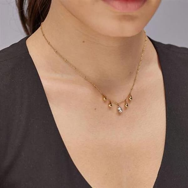 Halsband för damer i guldpläterat med Tear Drop Perfect BPC39 hängen