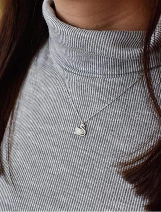 Smycka i silver Svan vit 12019.1