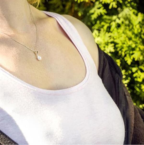 Silverhalsband med äkta pärla AGS906/45 (kedja, hänge)