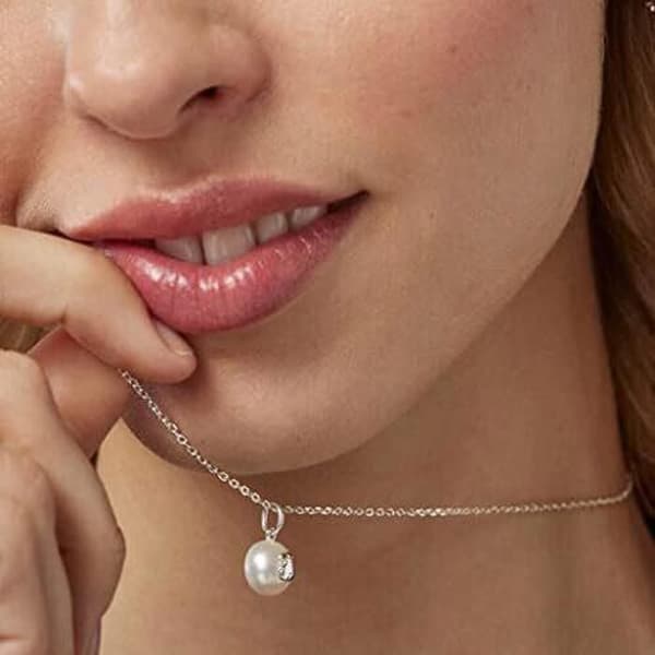 Silver necklace with genuine pearl 517094500 (chain, pendant)