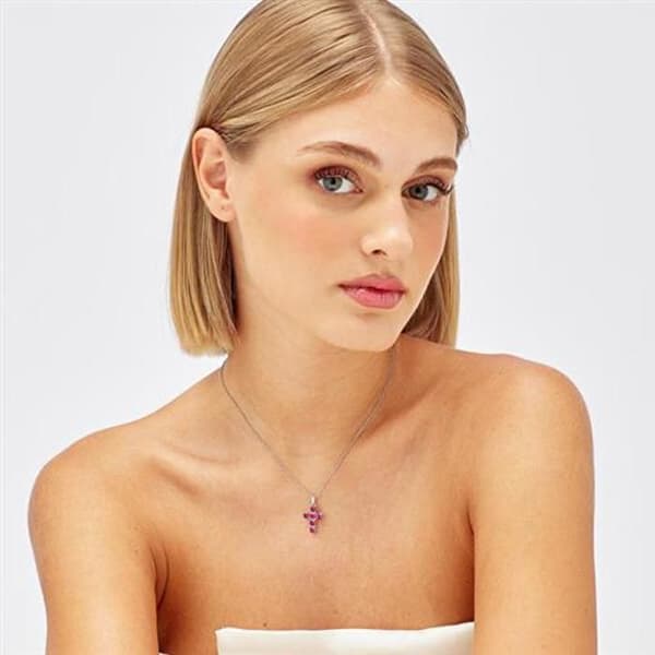 Pendentiv i silver med Fancy Passion Ruby FPR12 kubisk zirkon