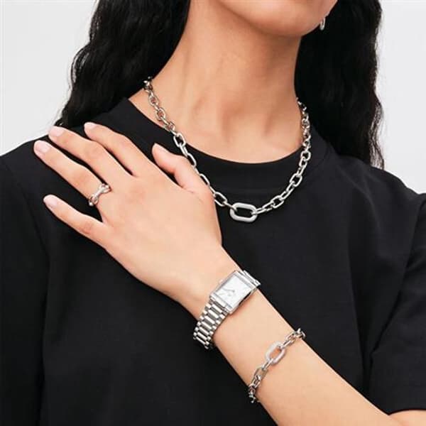 Lyxigt stålhalsband med kristaller Crystal Link DW00400607