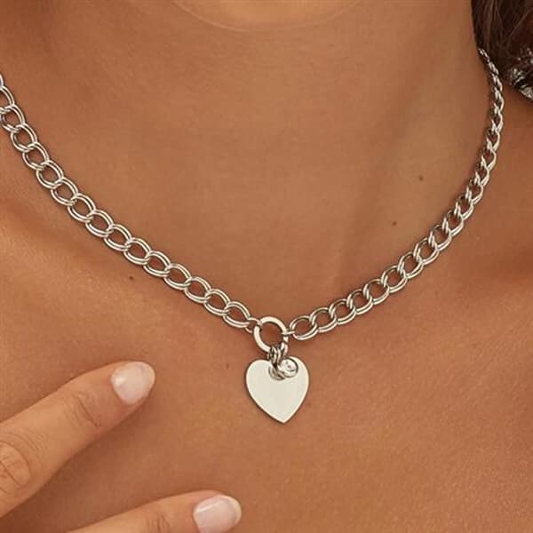 Romantiskt halsband i stål med hjärta My love SYL09