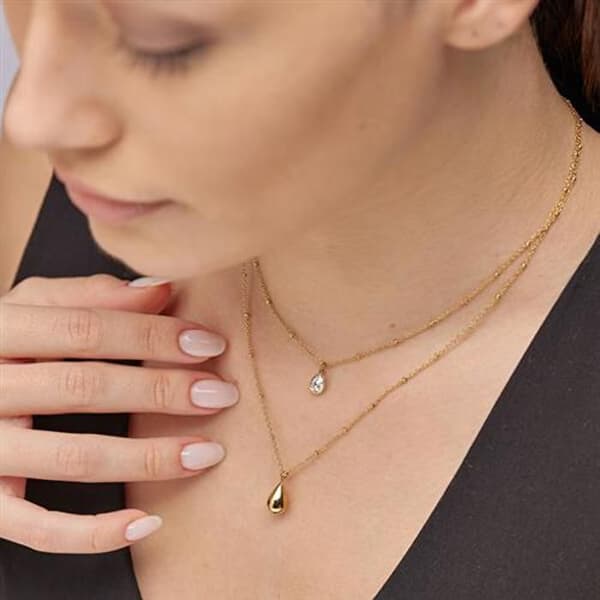 Collier dubbelpläterad i guld Tear Drop Perfect BPC37
