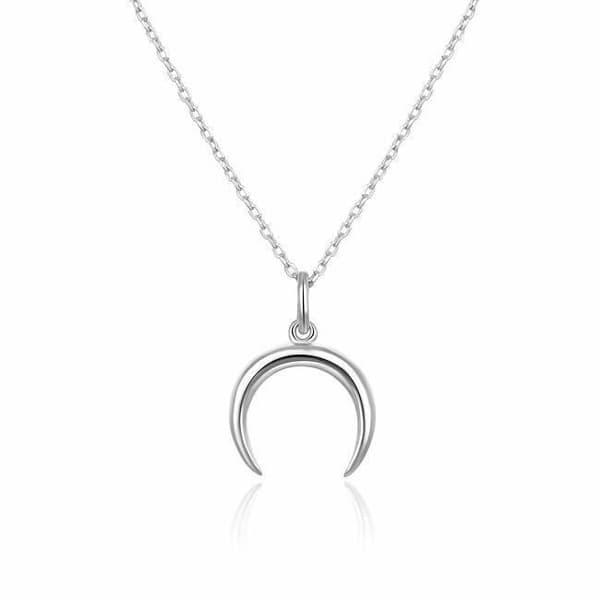 Silver Sweet Necklace With Crescent Ags650 / 47 (chain, Pendant), For Women, Sbe1011