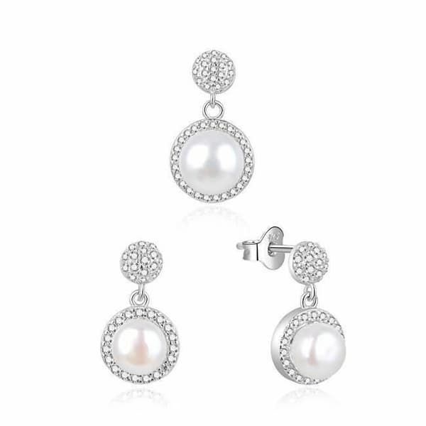 Ensemble Bijoux Silver Beneto Med Riktiga Pärlor Agset205p (hänge, Örhängen), För Kvinna