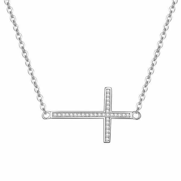 Halsband Beneto Silver Med Kors Ags196 / 47, För Kvinnor