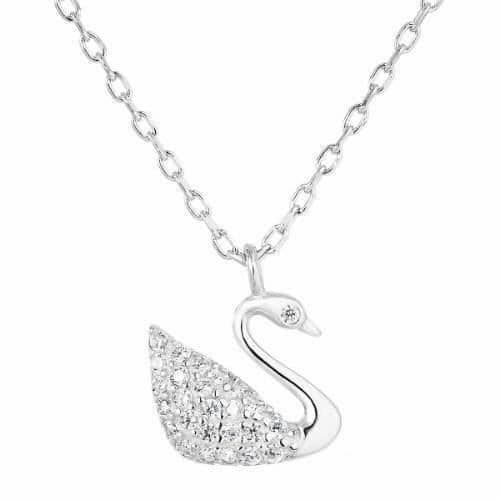 Smyckeset i silver, lekfull, Evolution Group, vit svan, 12032.1, för kvinnor, Seg0582