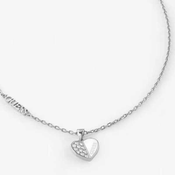Halsband - GUESS - Lovely Guess - Silver - Rhodiumpläterat stål - Zirkonium hjärthänge