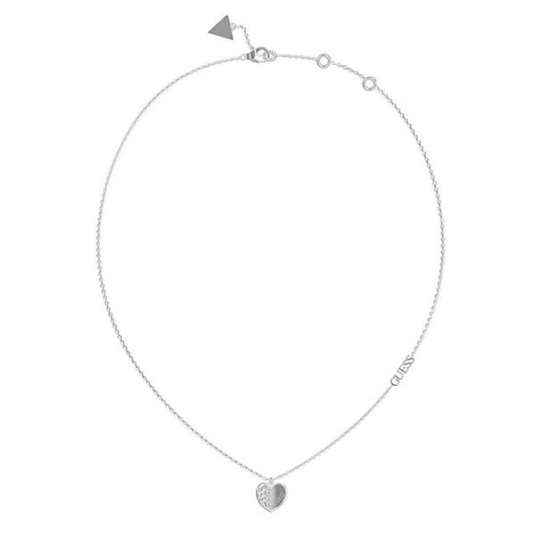 Halsband - GUESS - Lovely Guess - Silver - Rhodiumpläterat stål - Zirkonium hjärthänge