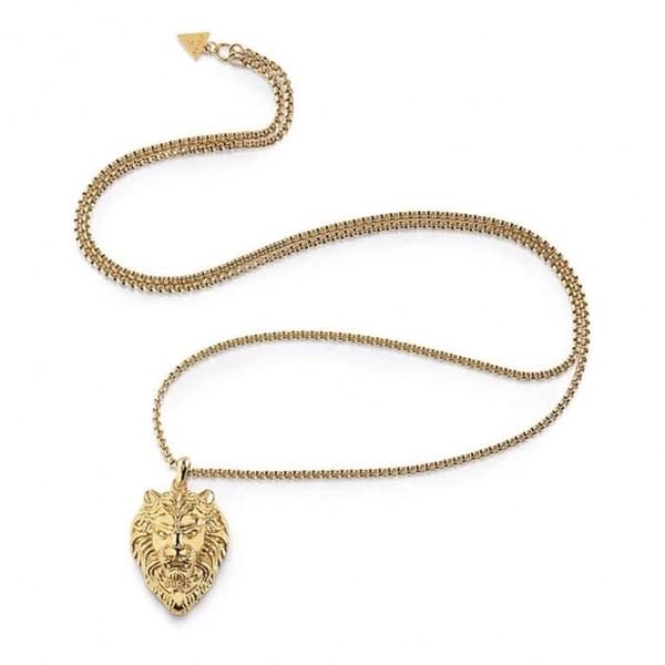 Halsband - GUESS - JUMN01387JWYG - Gyllene stål - 86 cm - Lejonhuvudmönster