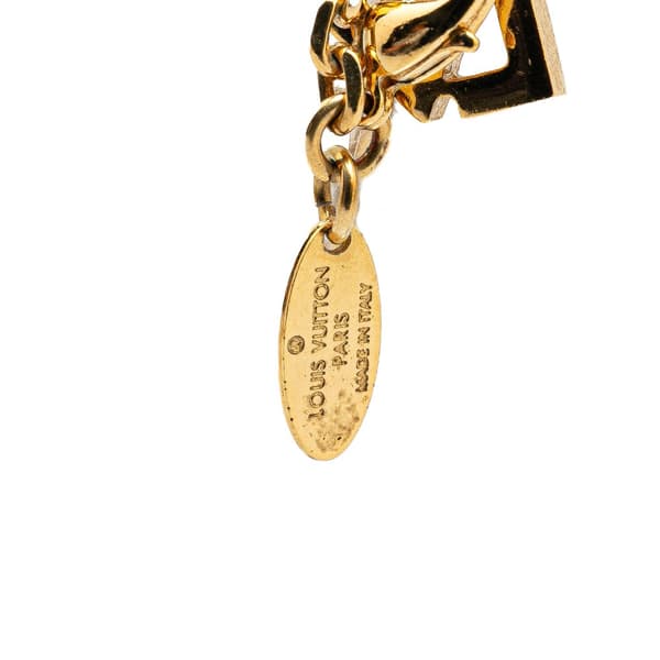 Pre-owned Louis Vuitton Gold Plated Damier Monogram Charm Faux Pearl Pendant Necklace Gold