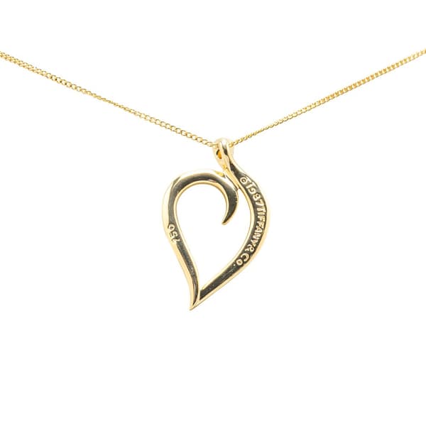 Pre-owned Tiffany 18K Yellow Gold Leaf Heart Pendant Necklace Gold