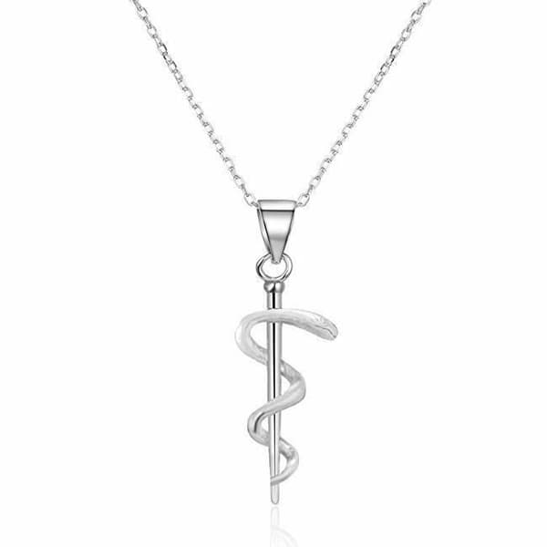 Silver Necklace Beneto Med Aeskulap Hänge AGS1152 / 47 (kedja, hänge), För kvinnor