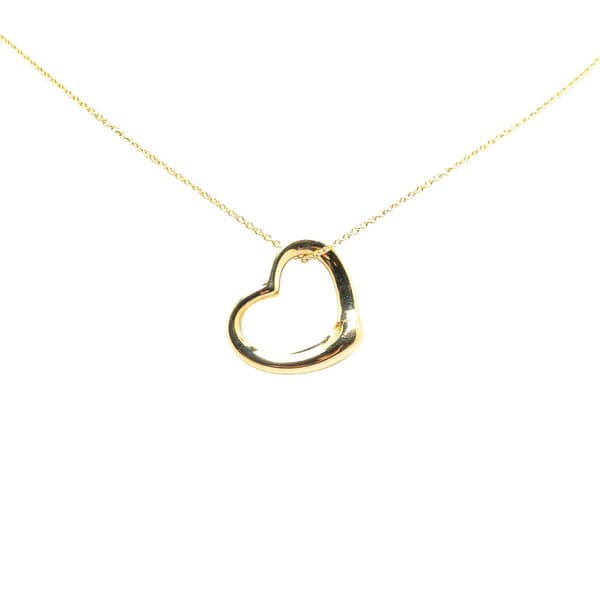 Pre-owned Tiffany Elsa Peretti 18K Yellow Gold Open Heart Pendant Necklace Gold