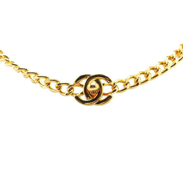 Pre-owned Chanel Gold Plated CC Turn Lock Choker Necklace Gold