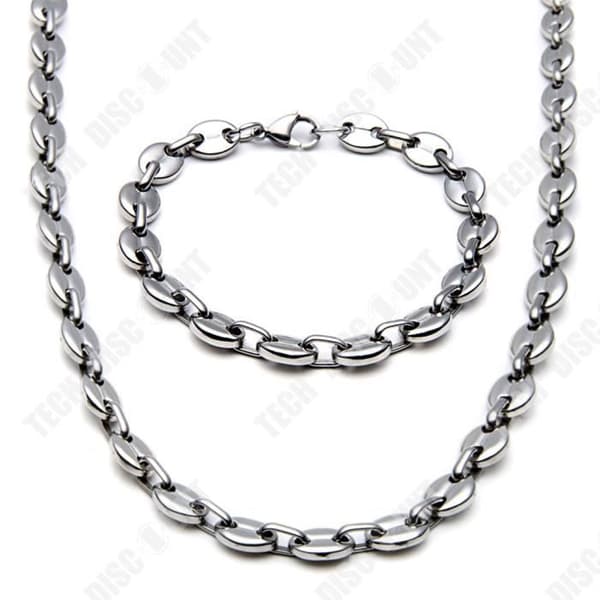 TD® Mood Smycken Rostfritt stål 9 mm Kaffeböna Helt Titanstål Spänne Armband Halsband Smyckesset för män