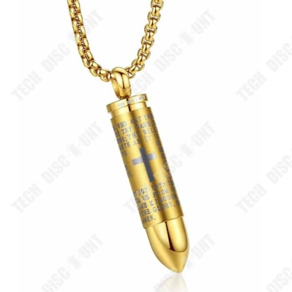 TD® Kulkors för män Christian Prayer Hänge Halsband Militärstil Army Rostfritt stål Present för män och pojkar - guld