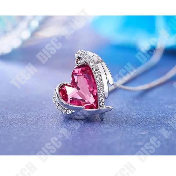 TD® Halsband Kedja Långt halsband Julklapp av kärlek med ett genombrutet hänge av en rosa zirkon i form av ett hjärta och set med strass - kvinna