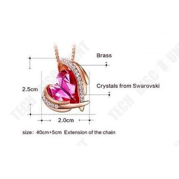 TD® Halsband Kedja Långt halsband Julklapp av kärlek med ett genombrutet hänge av en rosa zirkon i form av ett hjärta och set med strass - kvinna
