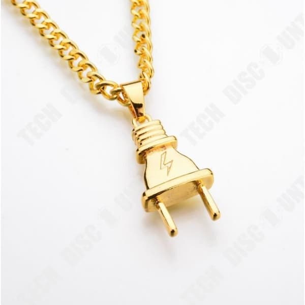 TD® Hip Hop Rhinestone Elkontakt Form Hängen Halsband Kedjor Smycken Presenter Golden Connection Halsband Färg: guld guld