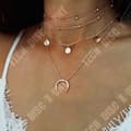 Miniatyrbild 4 av 4: TD® Långt Halsband Hänge Guldplatta Rund Måne Choker Chain Flerrads present för kvinnor Daglig användning Alla tillfällen