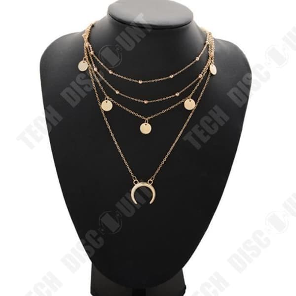 TD® Långt Halsband Hänge Guldplatta Rund Måne Choker Chain Flerrads present för kvinnor Daglig användning Alla tillfällen