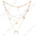 Miniatyrbild 1 av 4: TD® Långt Halsband Hänge Guldplatta Rund Måne Choker Chain Flerrads present för kvinnor Daglig användning Alla tillfällen
