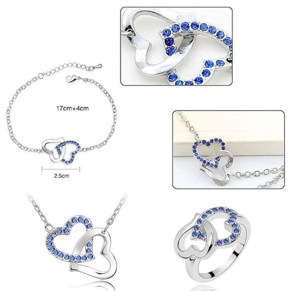 TD® Openwork Hjärthänge Set med strass Elegant smyckesset Halsband Örhängen Armband Dam Flicka Present