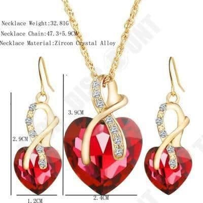 TD® Zircon Heart Hänge Set - Kristall - Strass Smyckesset Halsband Örhängen Present för kvinnor Chic och raffinerad stil