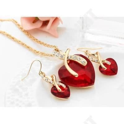 TD® Zircon Heart Hänge Set - Kristall - Strass Smyckesset Halsband Örhängen Present för kvinnor Chic och raffinerad stil