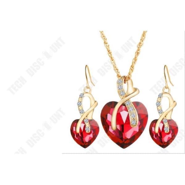 TD® Zircon Heart Hänge Set - Kristall - Strass Smyckesset Halsband Örhängen Present för kvinnor Chic och raffinerad stil