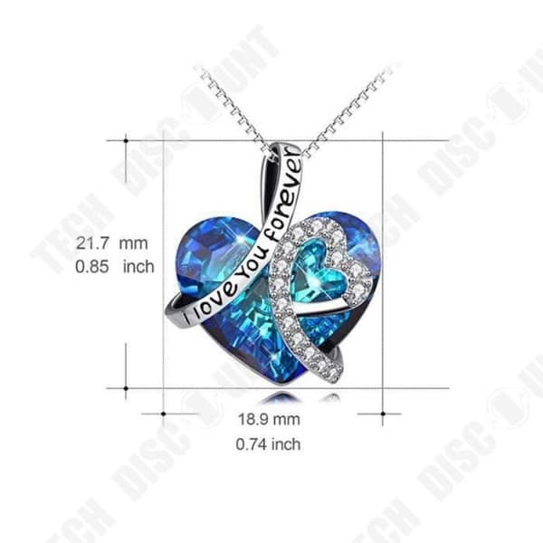 TD® Kedjehalsband med blå kristall Hjärtformade hängsmycke Set med strass i S925 Sterling Silver Ideal Gift Choker
