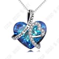 Miniatyrbild 2 av 3: TD® Kedjehalsband med blå kristall Hjärtformade hängsmycke Set med strass i S925 Sterling Silver Ideal Gift Choker