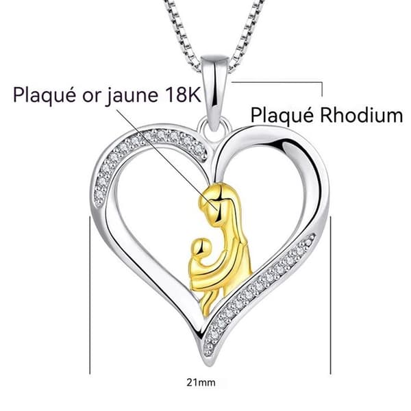 21 mm TD®-halsband Kreativ mor och barn omfamnar kärlekshalsband Enkelt mode mamma Hjärtformat nyckelbenshängehalsband