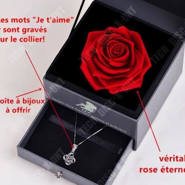 TD® LCC® hängsmycke för kvinnor flickvän graverad I Love You 925 Silver med en evig ros Original romantisk presentförpackning