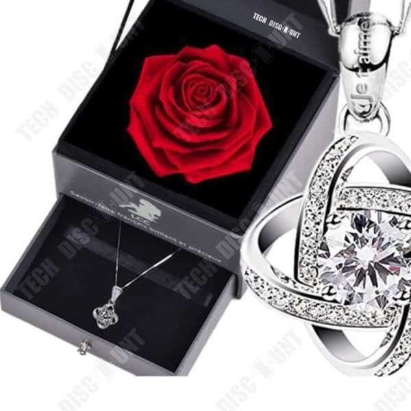 TD® LCC® hängsmycke för kvinnor flickvän graverad I Love You 925 Silver med en evig ros Original romantisk presentförpackning