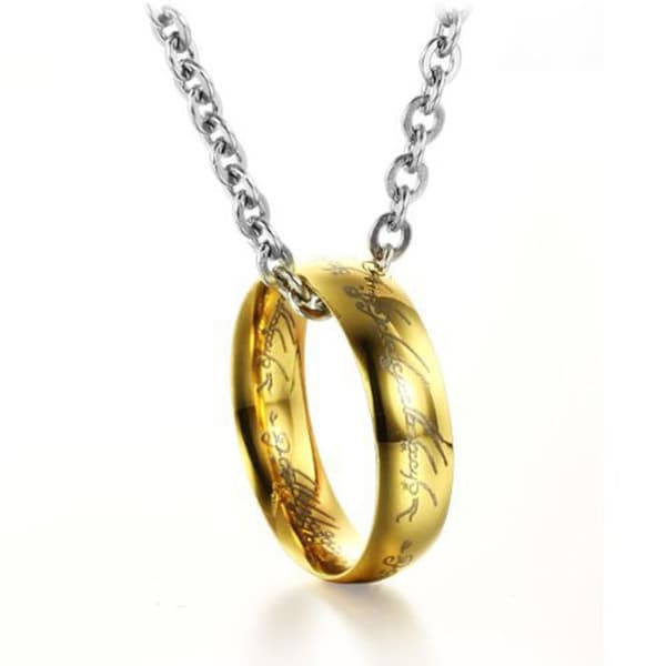 TD® halsband Lord rostfritt stål ring koreanskt mode utsökt guld magisk ring titan stål par kung ring halsband