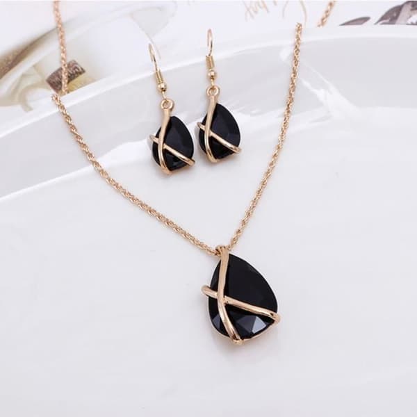 CONFO® Justerbara örhängen Halsband Smyckesset Dam Bröllopssmycken Presentset-Halsband, örhängen