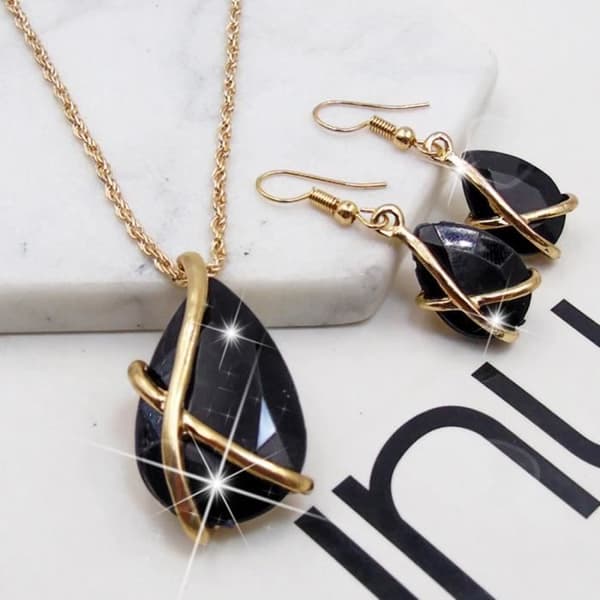 CONFO® Justerbara örhängen Halsband Smyckesset Dam Bröllopssmycken Presentset-Halsband, örhängen
