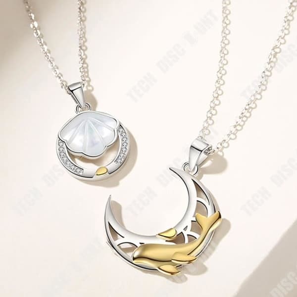 TD® Sterling Silver Shell Whale Par Halsband Fine Craft Mode Enkel nyckelbenskedja
