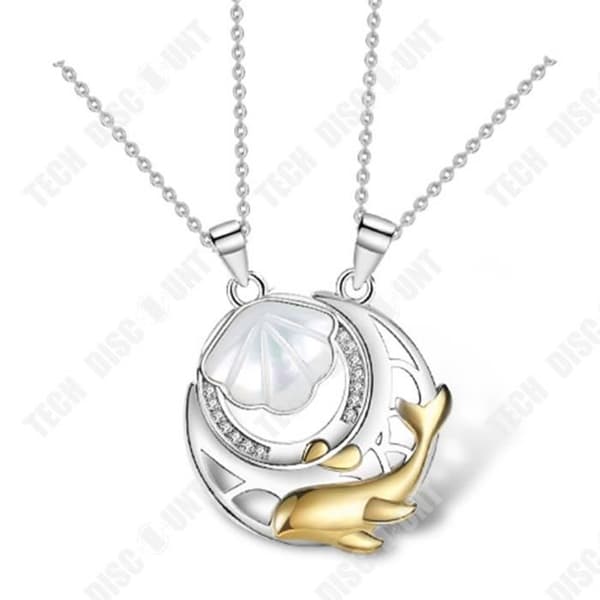 TD® Sterling Silver Shell Whale Par Halsband Fine Craft Mode Enkel nyckelbenskedja