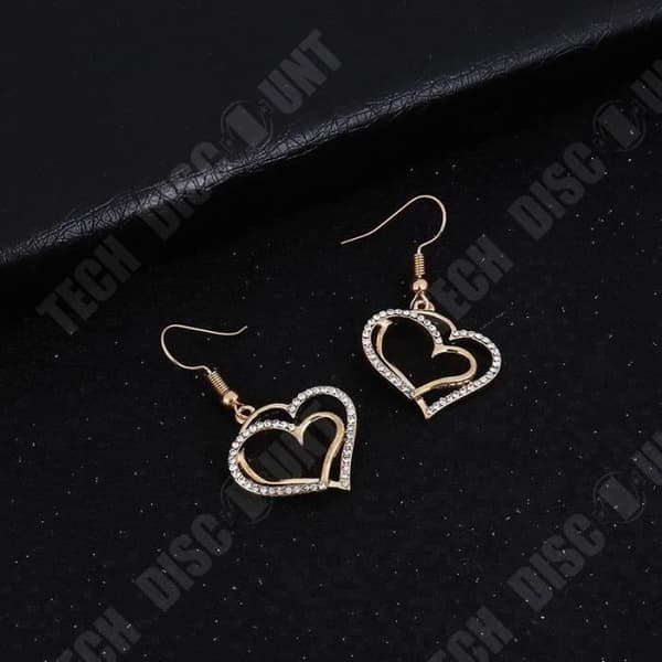 TD® Double Heart Rhinestone Hängeset Halsband Örhängen Smycken Presenter för kvinnor- Bra kvalitet legering- Idealisk present