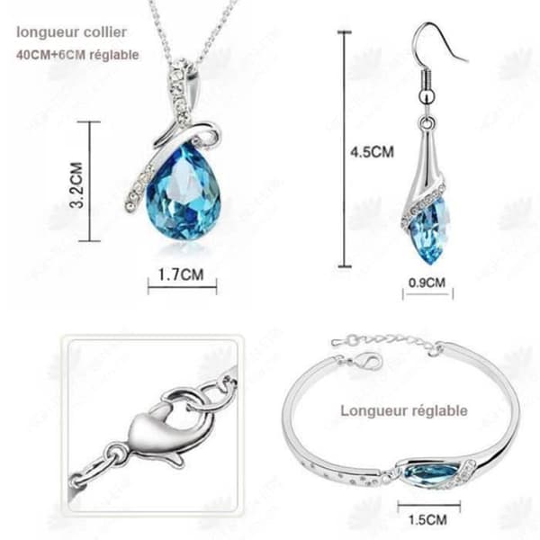 HTBE® Creative Koreanska smycken Kristallhalsband Örhängen Ring Tre glasskor Kristalluppsättning