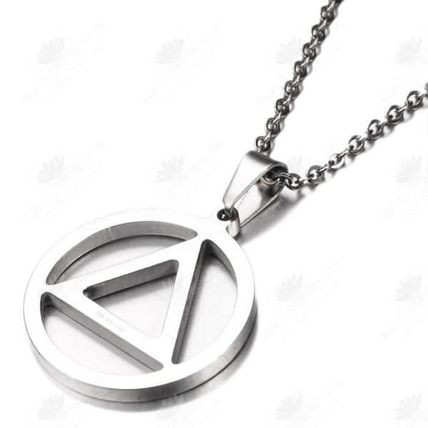 HTBE® titanstålhalsband för män och kvinnor Europeisk och amerikansk hiphoptröja kedja triangel ron hänge