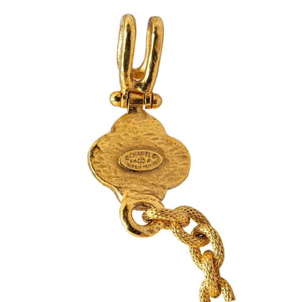 Pre-owned Chanel Gold Plated CC Clover Pendant Necklace Gold