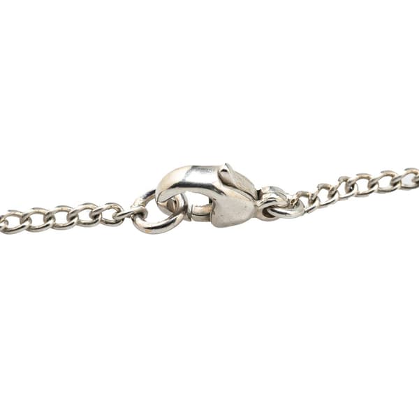 Pre-owned Chanel Silver Enamel CC Round Pendant Necklace Silver